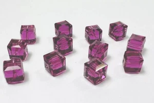 12 Pcs ~ 6mm CUBES ~ FUCHSIA ~ SWAROVSKI CRYSTAL BEADS LOT - Picture 1 of 1