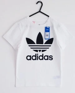 Junior Boys Adidas Originals T-shirt Age UK 7-16 Years Wht/Blk  RRP £18 - Picture 1 of 4