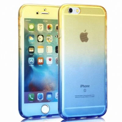 Apple IPhone X Custodia Completa 360 In Silicone Gialla / Blu - Immagine 1 di 3