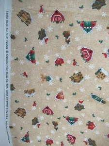 Leslie Beck for VIP Fabrics Cranston Print CHRISTMAS  TINY HOUSES /BARN  33"X44" - Picture 1 of 6