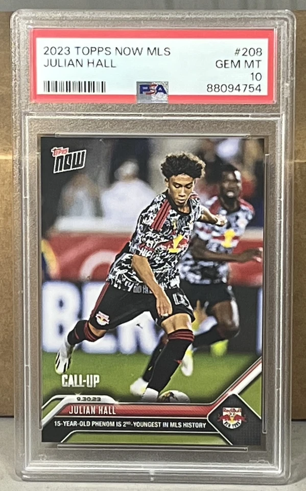 2023 TOPPS NOW MLS #208 JULIAN HALL PSA 10 GEM MINT NEW YORK RED BULLS Call-Up - Image 1 of 2