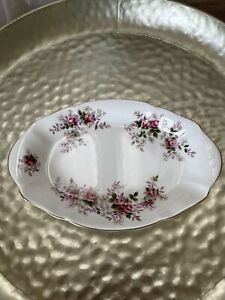 Deco Vintage Royal Albert England Lavender Rose Gilded Edge Small Oval Plate