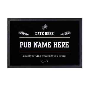 Proudly Serving Beer Pub Design - Personalised Door Mat - 60cm x 40cm - Picture 1 of 6