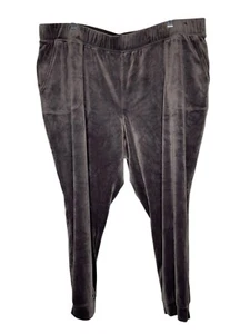 Denim & Co. Womens Velour Joggers Pockets A550323 Gray Plus Size 2X NEW - Picture 1 of 8