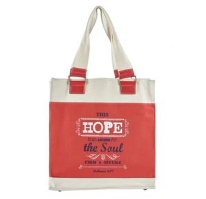 NWOT Hope Is An Anchor For The Soul Tote Bag Red White Canvas Hebrews 6:19 - Picture 1 of 9