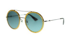 Gucci Women Round Sunglasses GG0061S Metal Frame 56mm Authentic
