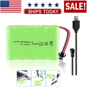 6V 2400mAh Ni-MH AA Rechargeable Battery Pack with SM-2P 2Pin Plug USB Charger - Picture 1 of 8