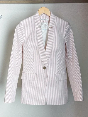 Veronica Beard Red White Pinstripe Blazer Size S Fitted Tailored Preppy Academia - Image 1 of 4