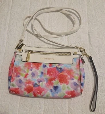 Liz Claiborne White Floral Crossbody Bag Wristlet Clutch Purse~Small - Image 1 of 4