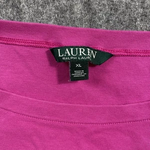 Lauren Ralph Lauren Women XL Pink Boatneck Cuffed Half Sleeve Tee T Shirt - Picture 1 of 7
