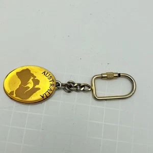Vintage Keychain Australia Kangaroo Brass Keyring - Picture 1 of 5