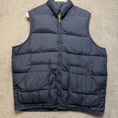 Vintage Sears Mens Sz XL Blue Puffer Vest Western Prime Goose Down 80s 90s - Image 1 of 4