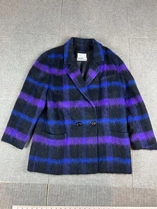 Chaqueta Blazer Irish Shop Lana a Cuadros Mohair Doble Pecho Púrpura a Cuadros para Mujer - Imagen 1 de 6