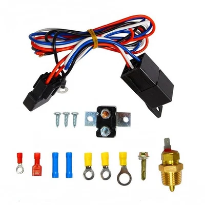 Thermostat Dual Electric Fan Wiring Harness Relay Sensor Kit 12V 40Amp 175/185 - Image 1 of 4