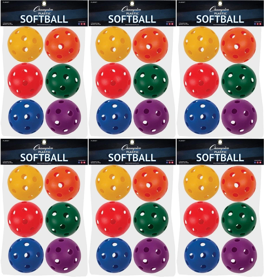 Champion Sports Juego de 6 Pelotas de Softbol de Plástico, 12" - Colores Surtidos (Pack de 6) Foto 1 de 1