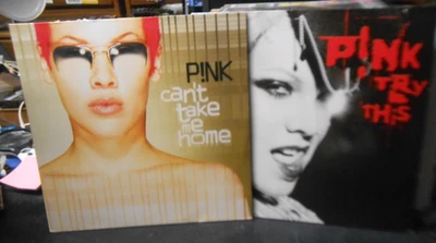 P!nk Try This (2x Red) & Can't Take Me Home (2x Gold) 2017 Vinyl Records EXC+ - Image 1 of 4