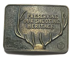 Fibbia da cintura vintage NRA che preserva il nostro patrimonio di tiro caccia buck antler - Foto 1 di 4