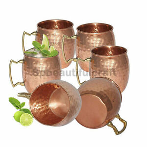 Handmade Copper Moscow Mule Mug Hammered with Brass Handle For Health Benefits