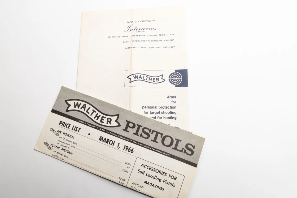 Walther Arms Catalog Price List 1966 - Image 1 of 4