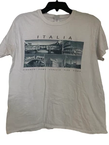 Italia Gildian Ring Spun Short Sleeve Graphic Tee Crewne - Picture 1 of 4