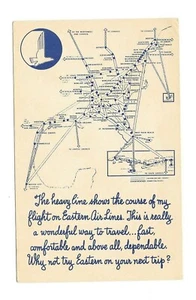 Tarjeta postal vintage EASTERN AIRLINES ruta mapa de vuelo dibuja tu ruta - Imagen 1 de 2