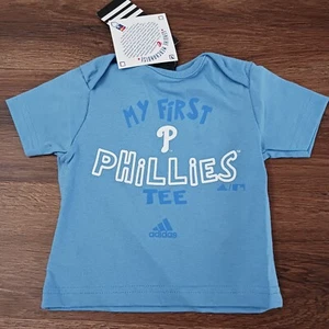 New adidas MY FIRST PHILLIES TEE MLB PHILADELPHIA PHILLIES 3-6 months Blue Shirt - Picture 1 of 2