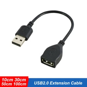 USB2.0 Extension Cable A Male to A Female Data Charger Lead 10cm 30cm 50cm 100cm - Picture 1 of 6