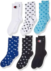 CHAMPION KIDS - Youth 6-Pack Crew Socks Size 3Y-5Y -Champion LOGO-MULTICOLOR - Picture 1 of 5