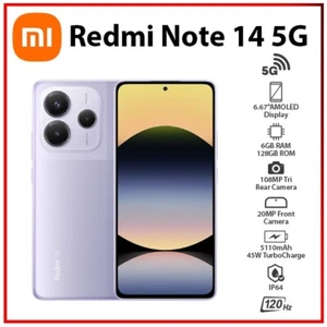 Xiaomi Redmi Note 14 5G 6GB + 128GB FIOLETOWY Dual SIM Odblokowany telefon komórkowy z systemem Android - Zdjęcie 1 z 5