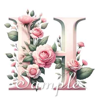 Bloque de edredón de tela con monograma "H" - rosa Shabby Chic inicial - 100 % algodón Foto 1 de 4