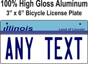  MATRÍCULA DE BICICLETA ESTATAL ILLINOIS 1995 PERSONALIZADA CON TEXTO PERSONALIZADO. - Imagen 1 de 1