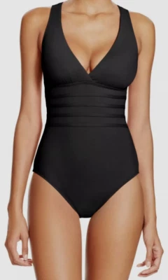 La Blanca Woman's Black Cross Back Maillot One Piece Swimwear USA Size 16 New - Image 1 of 4