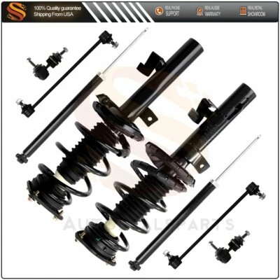 For 2004-2009 Mazda 3 Front Complete Struts Spring + Rear Shocks Sway Bar Links - Image 1 of 4