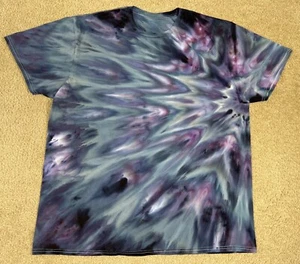 Handmade Ice Tie Dye T-Shirt XL Mens Womens Soft Cotton Black Ice Twist - Picture 1 of 3