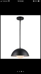 Bel Air Lighting Maureen 12". 1-Light Black Pendant Light Fixture w/ Metal Dome - Picture 1 of 3