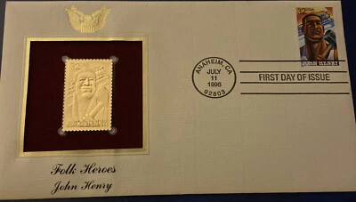 US First Day Of Issue “Folk Hero’s John Henry” (1996) Gold Plated (Unopened) - Image 1 of 4