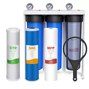 Sistema Filtro Acqua 3Stadi 4,5"x20" Big Blue Tutta Casa +1 Set Cartuccia Filtro - Foto 1 di 27