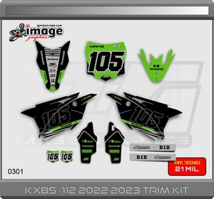 KIT DE AJUSTE DE GRÁFICOS KAWASAKI KX 85 KX 112 2022 SEMI PERSONALIZADO - Imagen 1 de 1