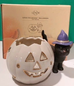 LENOX OCCASIONS HALLOWEEN KITTY CAT VOTIVE - Witch Kitten - NEW in BOX NO Candle - Picture 1 of 12