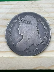 1828 Capped Bust Half Dollar Knob 2, Small 8, - Picture 1 of 10