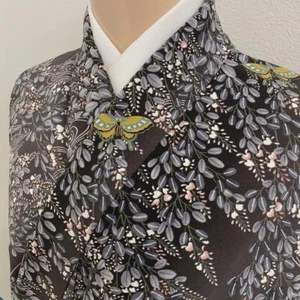 JAPANISCHER KIMONO FEINES MUSTER 148,5cm 4 ft 10 in REINER SEIDE Z8382 - Bild 1 von 13