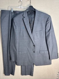 Lauren Ralph Lauren 48L Dark Gray Gabardine Heather 2 Piece Suit 40x32 100% Wool - Picture 1 of 20