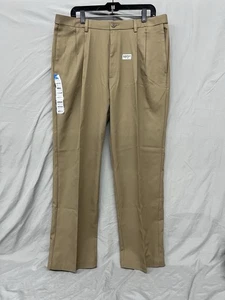 Haggar Hose Herren 38x32 Cool 18 Pro Classic Fit Plissee Polyester Farbe Toast - Bild 1 von 4