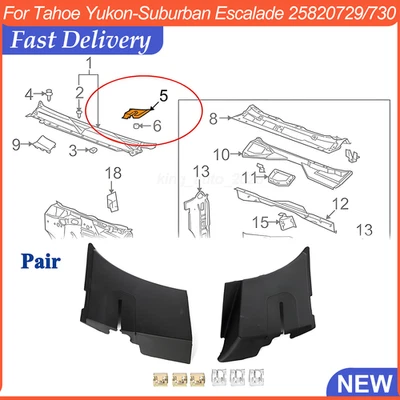 For Tahoe Yukon-Suburban Escalade 25820729/730 Air Inlet Cowl Grille Panel LH+RH - Image 1 of 4