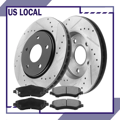 Front Disc Brake Rotors Ceramic Brake Pads for Jeep Patriot Compass Avenger - Image 1 of 4