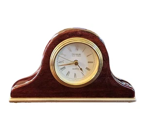 Danbury Clock Desk Wood Cherry Brown Mantle Quartz Office German Movement Works! - Picture 1 of 7