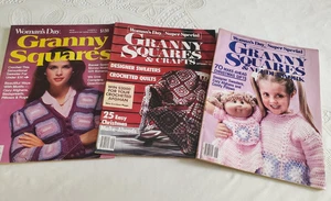 Lot of 3 Women's Day Granny Squares Magazines, Crochet Patterns 1980s - Picture 1 of 1