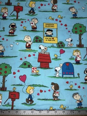 Peanuts Charlie Brown Snoopy Valentine’s Cotton Fabric By The Yard - Image 1 of 2