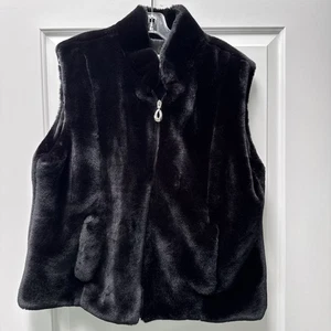 Neck Works Vest Faux Fur Women's Size XL Full Zip Pockets Lined - Picture 1 of 8