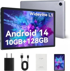 Tablet 10 Inch Android 14 Quad-Core 64GB 128G ROM 5MP+8MP Camera Touchscreen - Picture 1 of 12